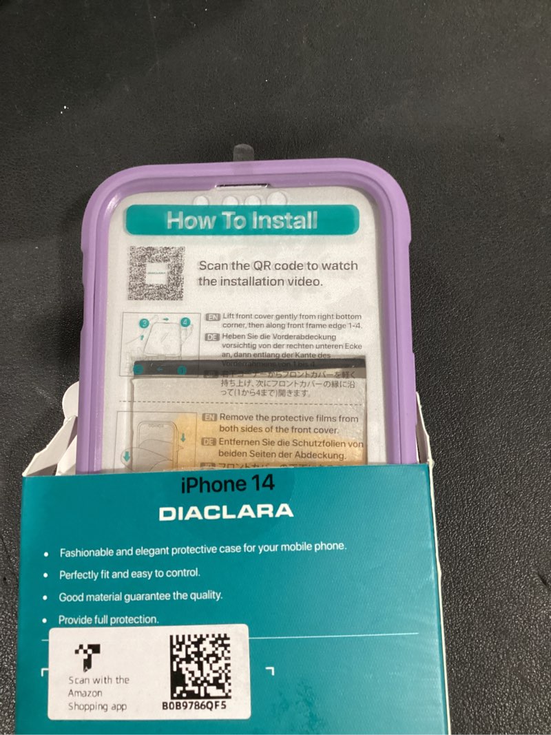 Condition photo showing New/Like New for diaclara designed for iphone 14 case, full body rugged case with built-in touch sensitive anti-scratch screen protector, with camera lens protector for iphone 14 6.1" (peri purple) iphone 14 6.1'' purple