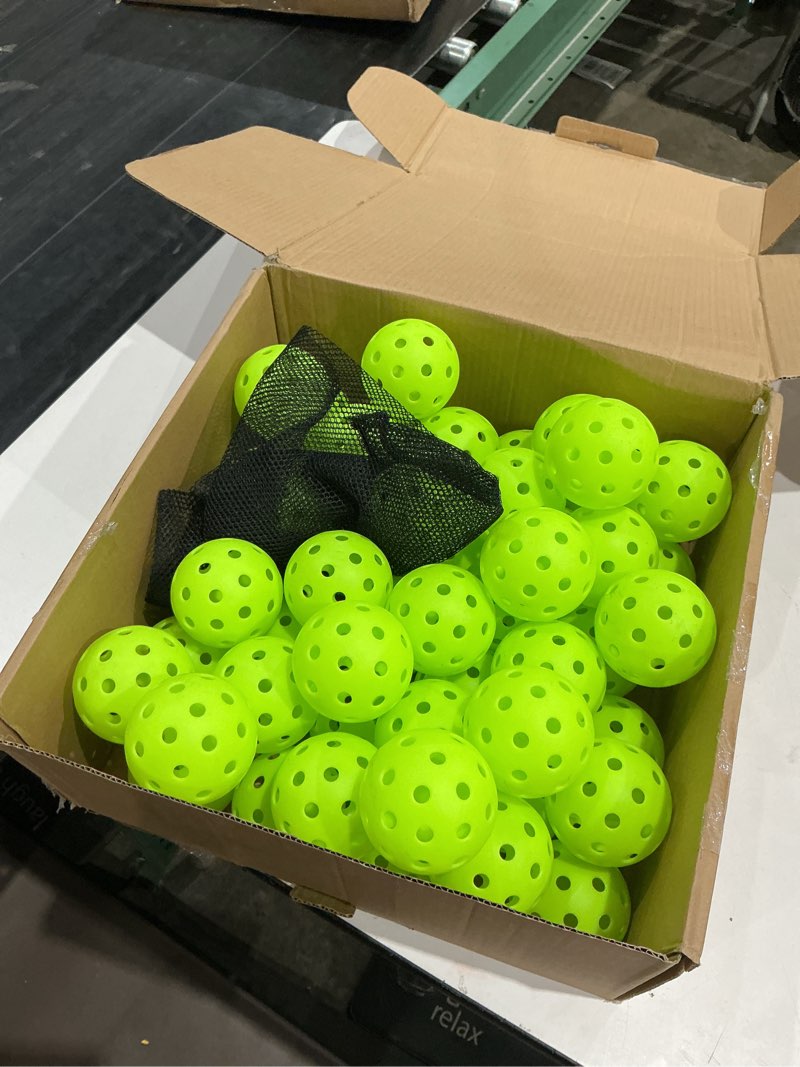 Condition photo showing Good Condition for 4/6/12/20/50/100 pcs pickleball balls,40 hole outdoor pickleball balls,8mm precision drilled-spaced pickle ball set-profession plastic ball for pickleballs paddles and indoor floor sport court 50pcs-green
