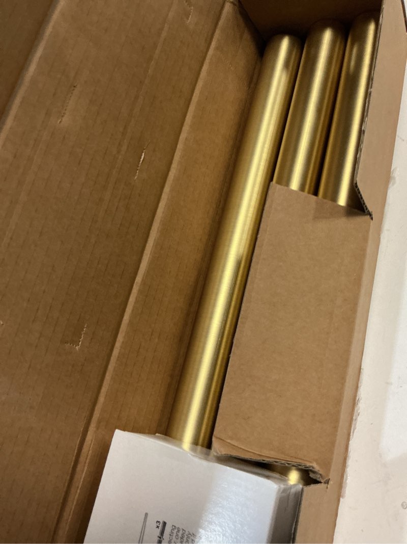 Condition photo showing Good Condition for blasthome® non-adjustable luxury curtain rods for windows, 1 ¼” rod set, 10 foot fixed length (three rods connect for a seamless look), brushed gold single rod brushed gold 10 foot