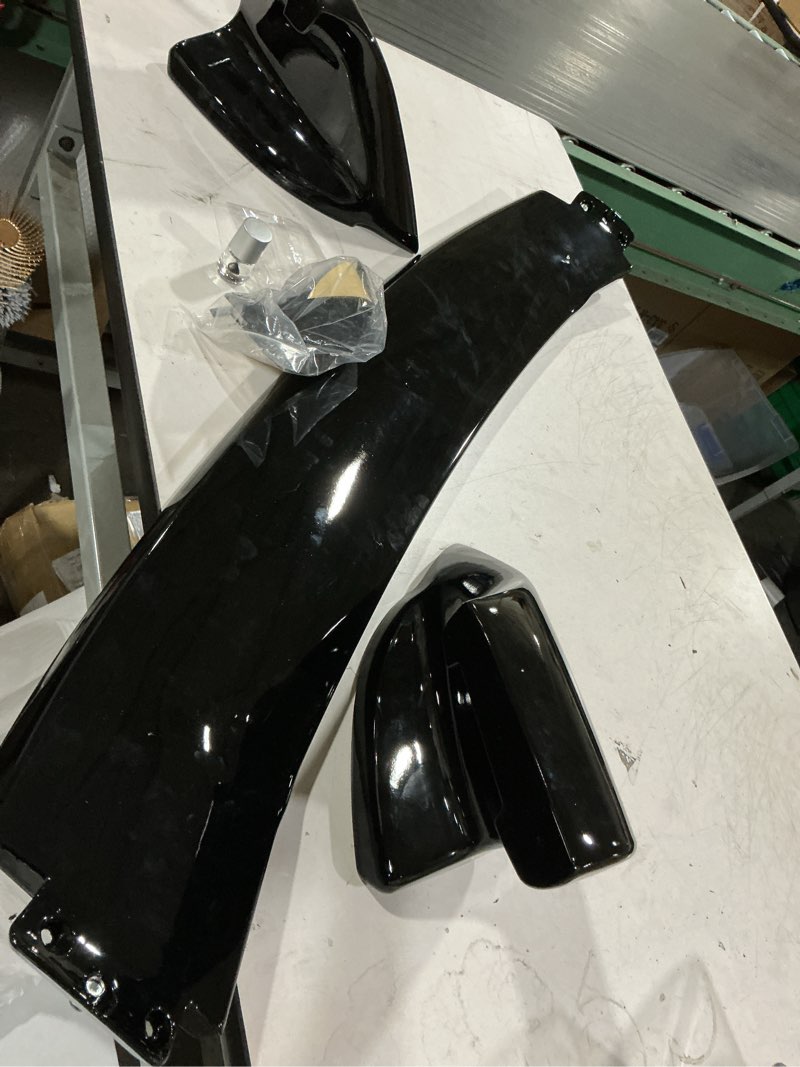 Condition photo showing As Is for (similar, unknown vehicle) 1 set abs roof spoiler compatible for universal glossy black rear window roof spoiler trunk rear wing tail