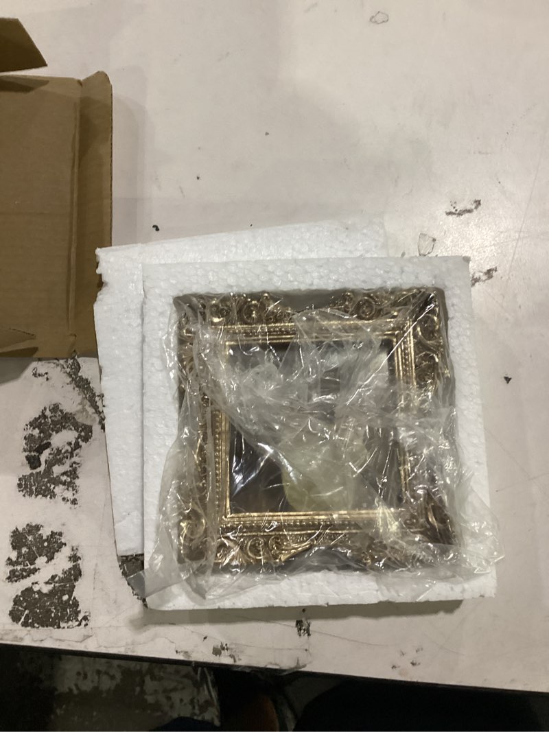 Condition photo showing New/Like New for vintage picture frames 3x3 square bronze - antique ornate small picture frames with hooks and easel stand wallet size victorian decor for gallery wall and tabletop bronze 3*3 square