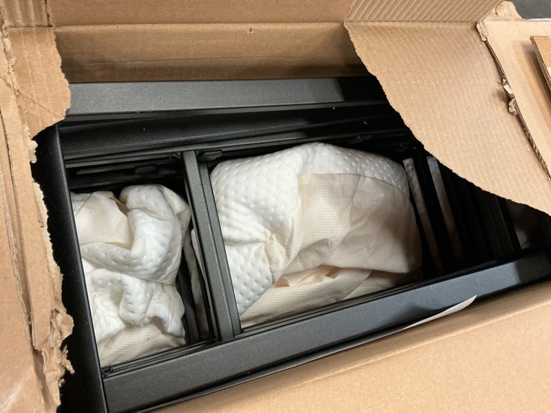 Condition photo showing As Is for amazon basics smart box spring bed base, 9-inch height mattress foundation, tool-free easy assembly, convenient support, twin, 74" x 38" x 9", white twin(74"l x 38"w) 9-inch height