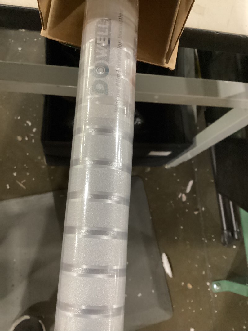 Condition photo showing As Is for DOWELL Window Privacy Film, Frosted Glass Window Film, Static Cling Glass Vinyl, Heat Blocking Frosting Coverings, Removable Door Stickers for Home Office, Non-Adhesive, Reusable, 23.6 x 157.5 inches 23.6" x 157.5" Striped Pattern