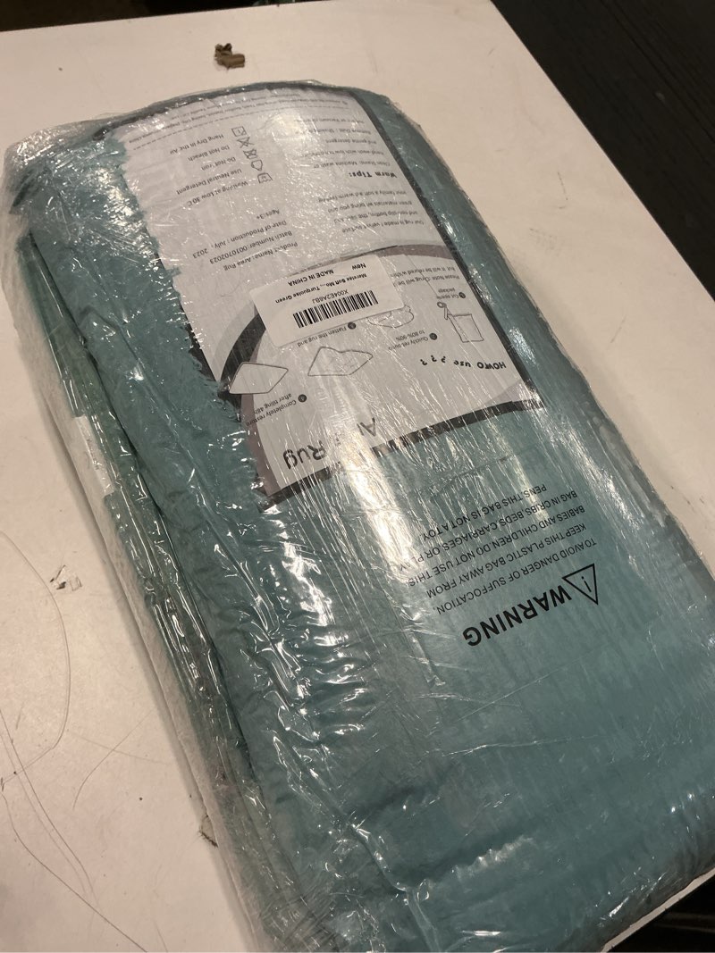 Condition photo showing Good Condition for Merelax Soft Modern Indoor Large Shaggy Rug for Livingroom Bedroom Dorm Kids Room Home Decor, Non-Slip Plush Fluffy Furry Fur Area Rugs Comfy Nursery Accent Floor Carpet 9x12 Feet, Turquoise Green 9 x 12 Feet Turquoise Green