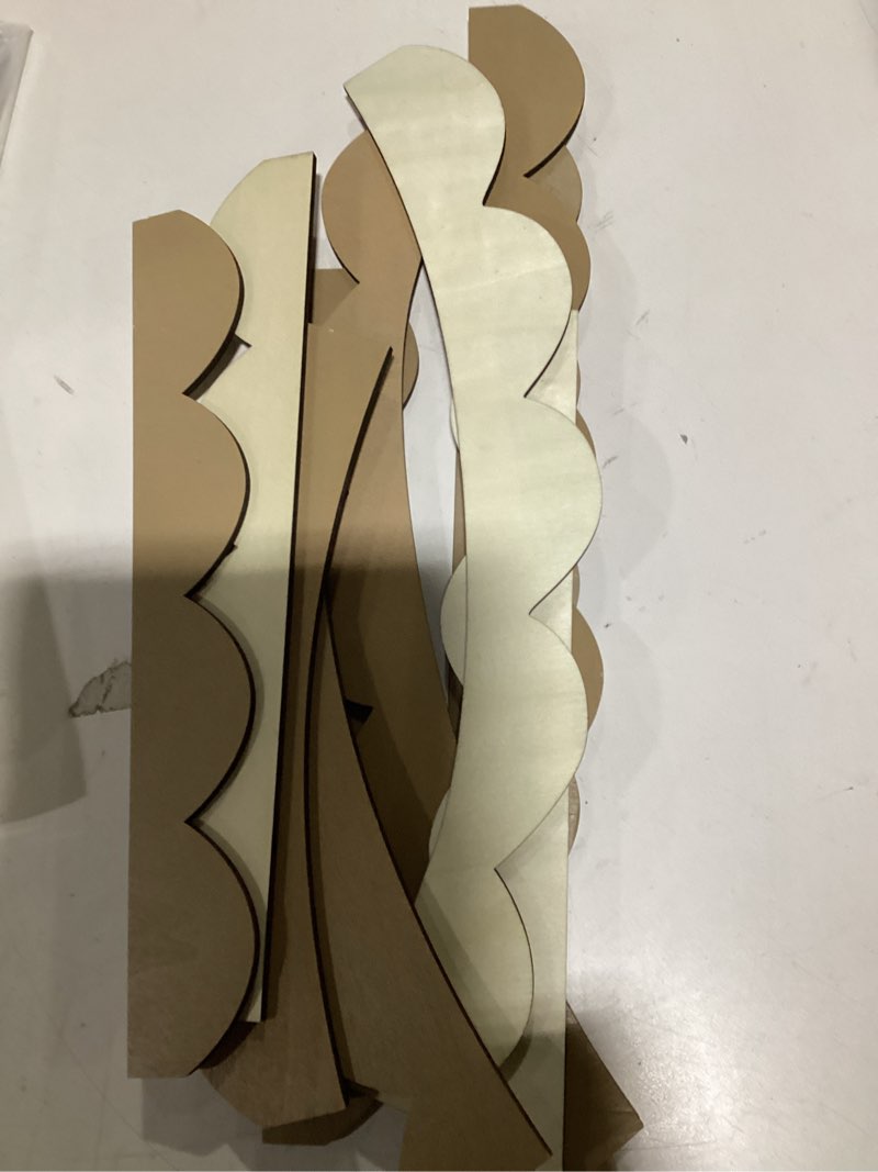 Condition photo showing New/Like New for Novabright Unfinished Scalloped Decorative Wood Trim Pre-Cut Wood Molding Cute DIY Scalloped Edge Moulding Trim Decorative Wainscoting Panel for Home Wall Cabinet Shelf Window Door, 60 x 36 Inch