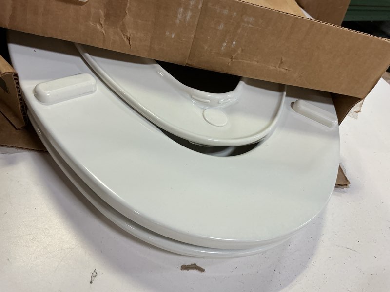 Condition photo showing As Is for Mayfair NextStep2 Toilet Seat with Built-In Potty Training Seat, Slow-Close, Removable that will Never Loosen, Elongated, White Elongated (1-Pack) 1-Pack