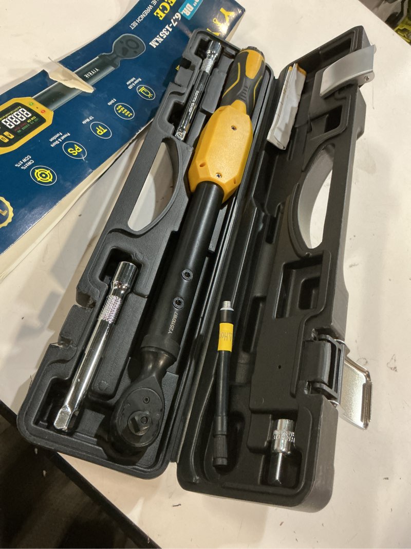 Condition photo showing Good Condition for digital torque wrench 3/8" drive | 5-99.5 ft-lb | ±1% accuracy | smart alert multi | electric torque wrench digital for bike/moto/auto, 2 extension bars reach tight spaces 5-99.5 ft.lb 3/8-inch