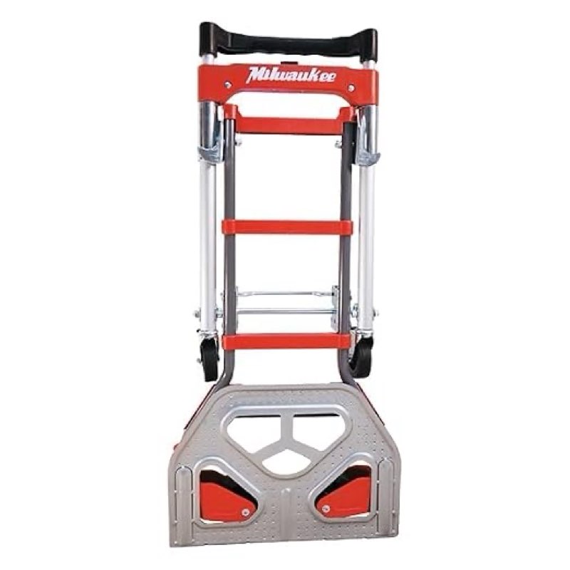 milwaukee hand trucks 73333 fold-up convertible hand truck, 4-piece frame, compact storage, 300 lb capacity, red