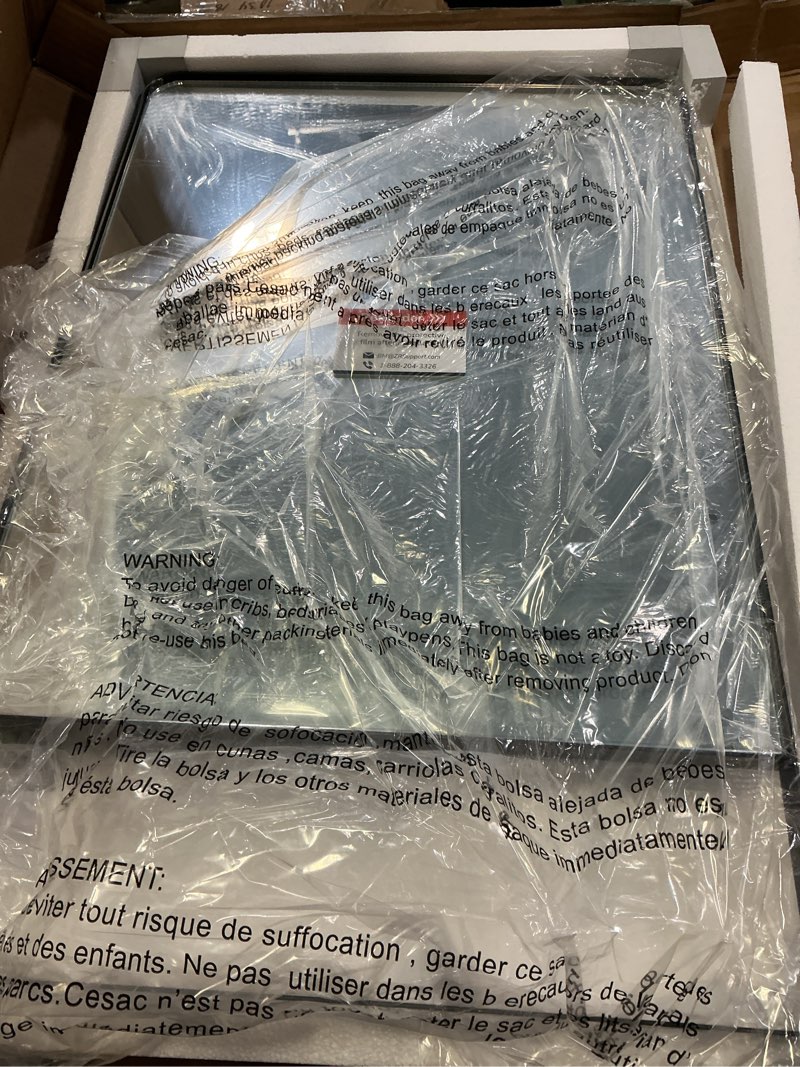 Condition photo showing Good Condition for TETOTE Black Metal Framed Vanity Mirror with Shelf for Wall, 18x28 Inch Rounded Rectangle Mirror for Wall, Matte Black Bathroom Vanity Mirror, Bathroom Mirror for Farmhouse, Living Room, Bedroom 28"L x 18"W Black