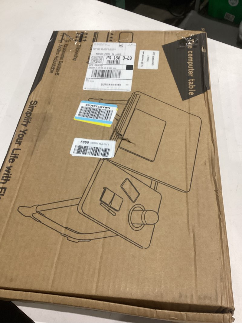 Condition photo showing Good Condition for Lap Desk for Couch/Sofa/Floor, 5-Angle Adjustable Bed Desk with Foldable Legs &Cup Holder, Light Weight Bed Tray Table for Writing/Eating/Reading, Portable Laptop Stand for Adults, Kids White