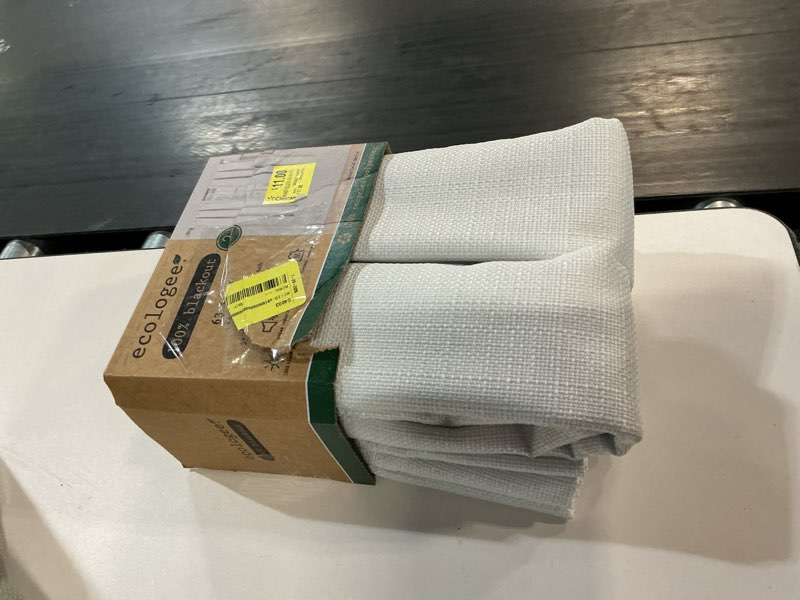 Condition photo showing Good Condition for ecologee wakefield textured 100% blackout rod pocket indoor curtain panel pair  white  37  w x 63  l