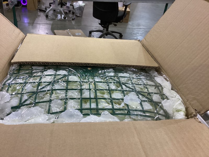 Condition photo showing New/Like New for Ivory Backdrop Flowers Wall Panels: 18 Pcs 15 x 15 Inch Floral Backdrop Artificial Flower Wall Decor for Baby Shower Wedding Photo Background Decoration (3.75ft by 7.5ft) 18pcs Ivory