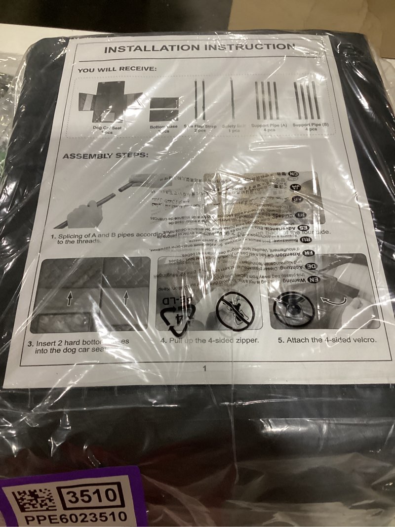 Condition photo showing Good Condition for dog car seat for large medium dogs, back seat extender for pets with hard bottom, strong support waterproof dog seat cover with 3 mesh windows for cars, trucks and suvs