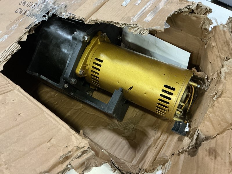 Condition photo showing As Is for xtremepowerus 2hp in-ground swimming pool pump dual speed high flow 2" inlet 230v high flo 2-speed w/ slip-on fitting adapter, 5,820 gph with filter basket 2hp inground pool pump