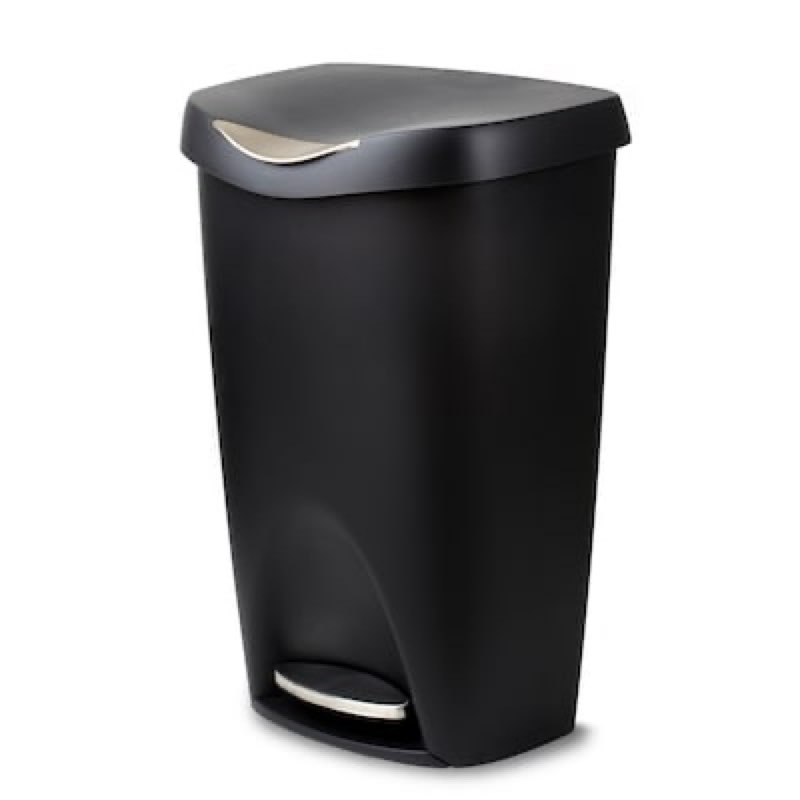 moxie 13 gallon black plastic indoor kitchen step trash can