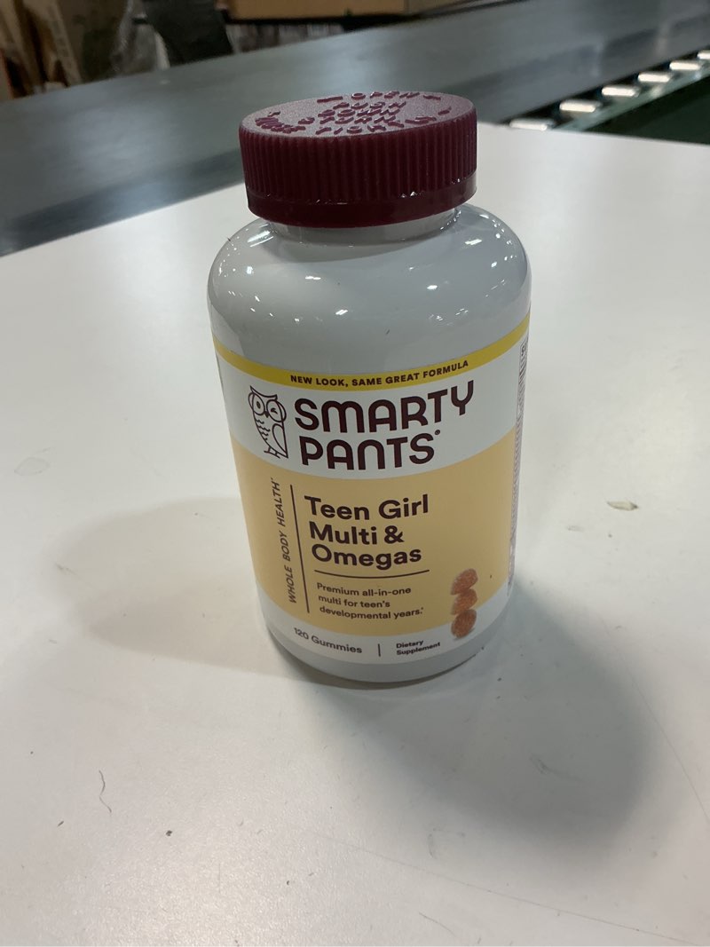 Condition photo showing item condition for (By 15-jun-2026)SmartyPants Teen Girl Multivitamin Gummies: Omega 3 Fish Oil (EPA/DHA), Vitamin C, D3, B12, Vitamin A, K & Zinc, Gluten Free, Includes Biotin to Support Hair, Skin & Nails, 120 Count (30 Day Supply) Old Formula