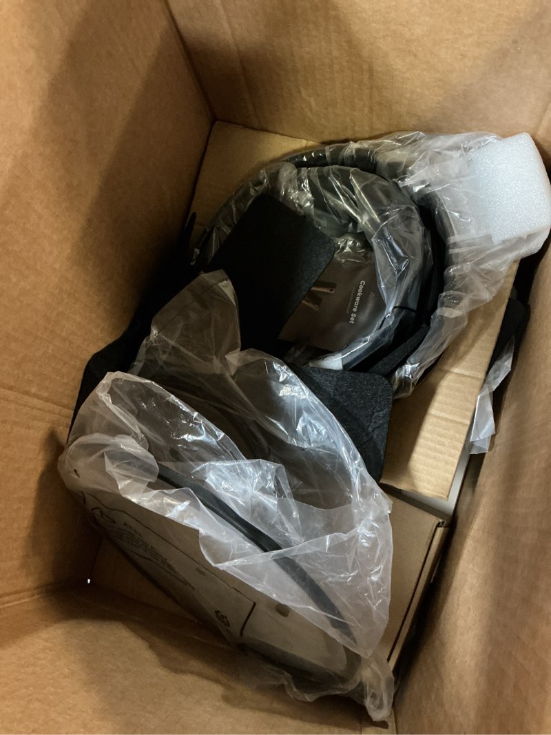 Condition photo showing Good Condition for (incomplete)astercook non stick pots and pans set, healthy non-toxic titanium induction kitchen cookware sets for cooking with frying pans, pfas/ptfe/pfoa & pfos free, black, 19 pcs