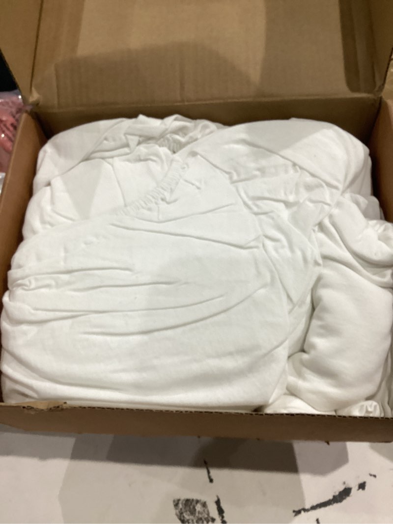 Condition photo showing As Is for Amazon Basics 100% Cotton Jersey Bed Sheet Set, Twin, White, Solid Twin Bright White