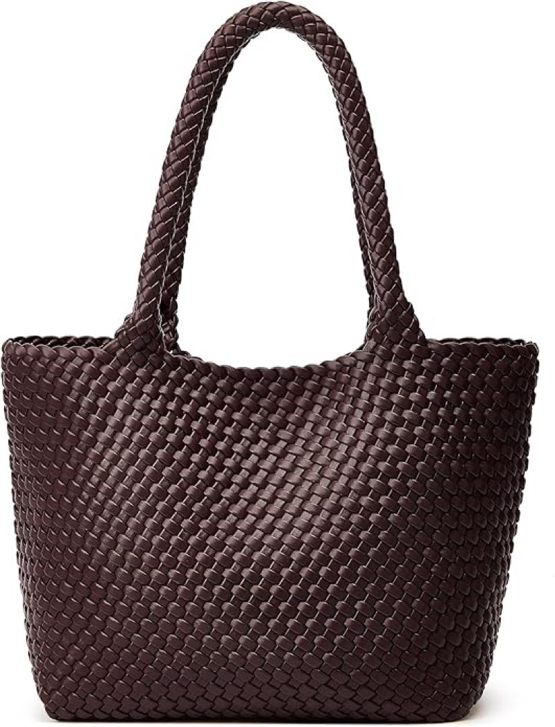 Woven Tote Bag Womens Purse: Vegan Leather Shoulder Handbags - Fashion Summer Beach Tote Bags - Large Travel Totes