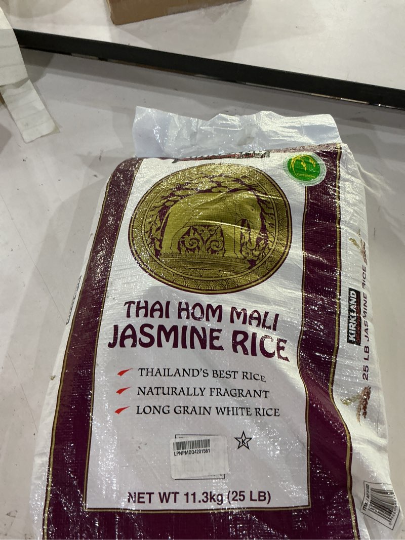 Condition photo showing Good Condition for best by 9/24/26**kirkland signature jasmine rice, 25 pound 400 ounce (pack of 1)