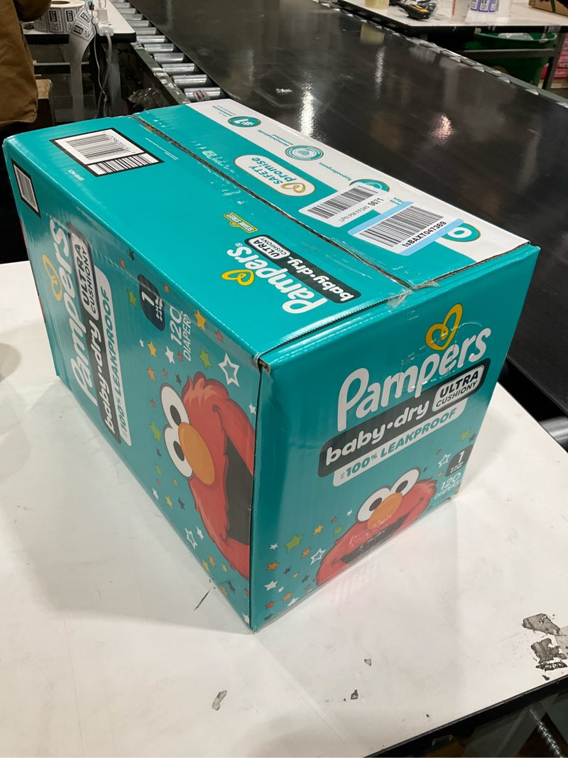 Condition photo showing New/Like New for Pampers Diapers - Baby Dry - Size 1, 120 Count, Absorbent Disposable Infant Diaper (Packaging May Vary) Size 1 120