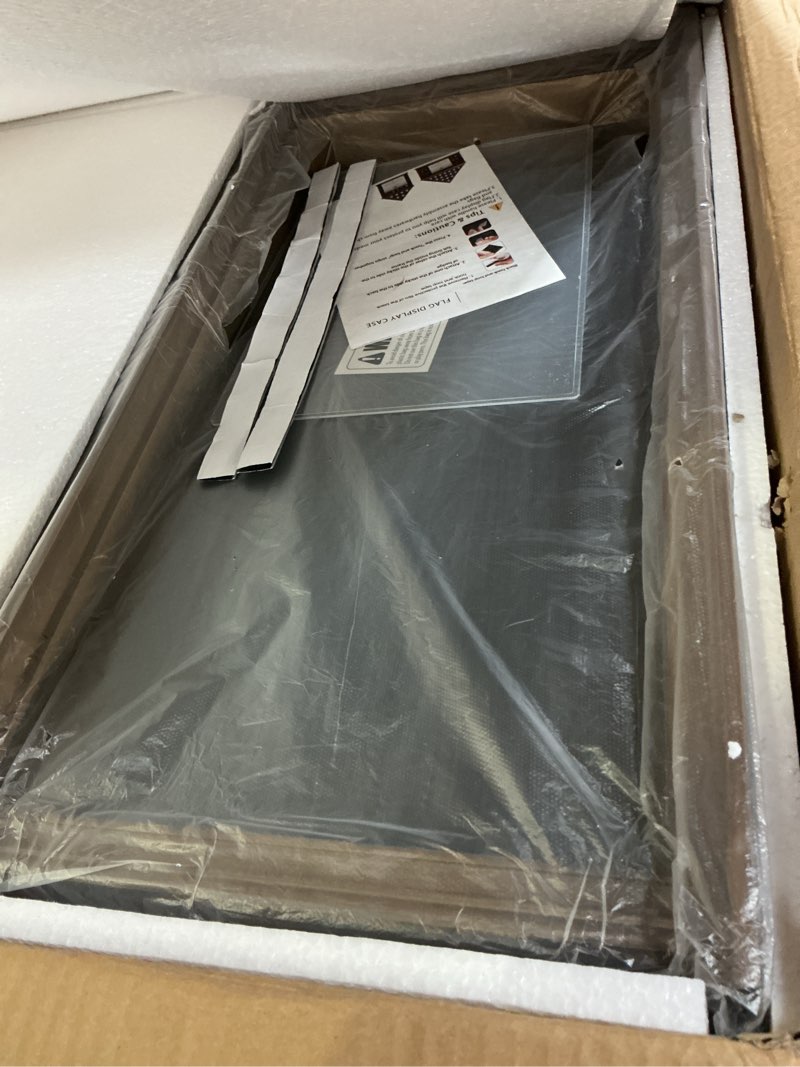 Condition photo showing New/Like New for Large Burial Flag Case - Solid Wood Display Case for 5x9.5 Folded Military Flag with Certificate Holder - Walnut Finish Large-Walnut