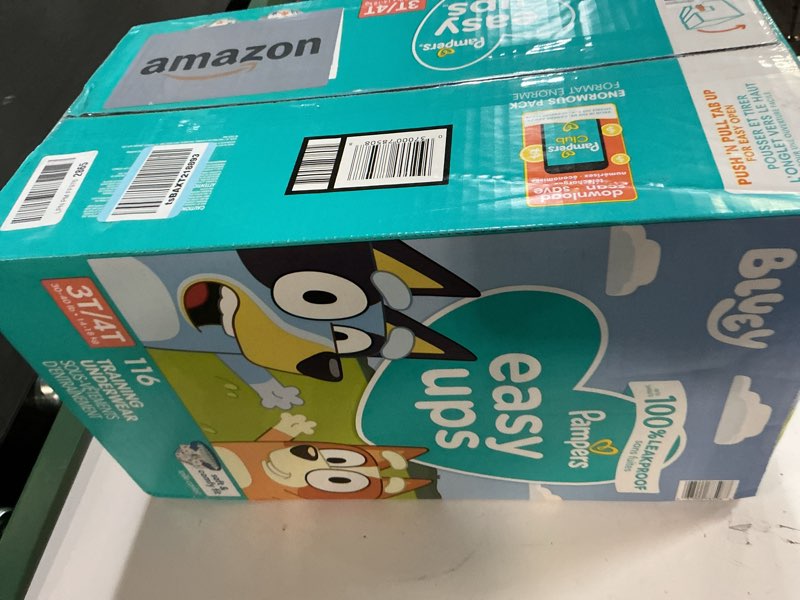 Condition photo showing New/Like New for Pampers Training Pants - Easy Ups Boys & Girls Bluey - Size 3T-4T, 116 Count, Children's Potty Underwear (Packaging May Vary)