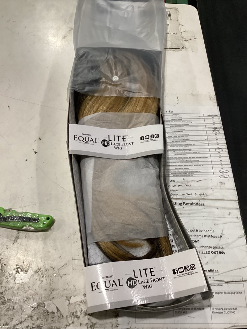 Condition photo showing Good Condition for freetress equal synthetic hair lite hd lace front wig - kamaya, long loose wave hair wigs with natural texture, ear to ear lace c-part, high heat resistant wigs (red-rush)