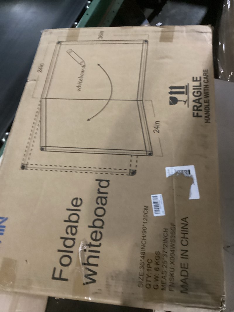 Condition photo showing New/Like New for dry erase white board 48 x 36 inch, wall-mounted silver aluminum frame marker presentation board, 4' x 3' foldable portable whiteboard with pen tray for school, classroom, office & home
