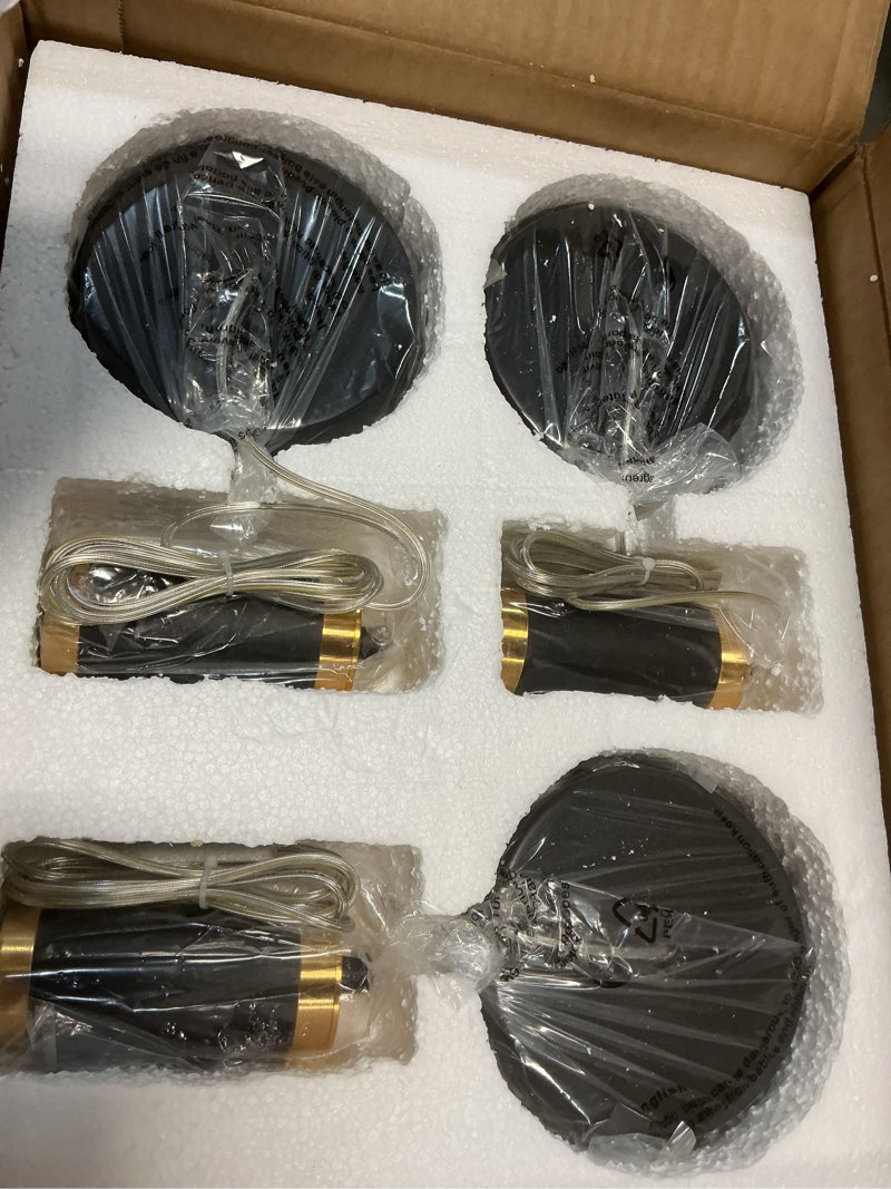 Condition photo showing New/Like New for 3-Pack Modern Crystal Pendant Light for Kitchen Island, Elegant Black Gold LED Bubble Hanging Chandelier Lighting Fixture for Dining Room Bedside Black Gold 3 Pack