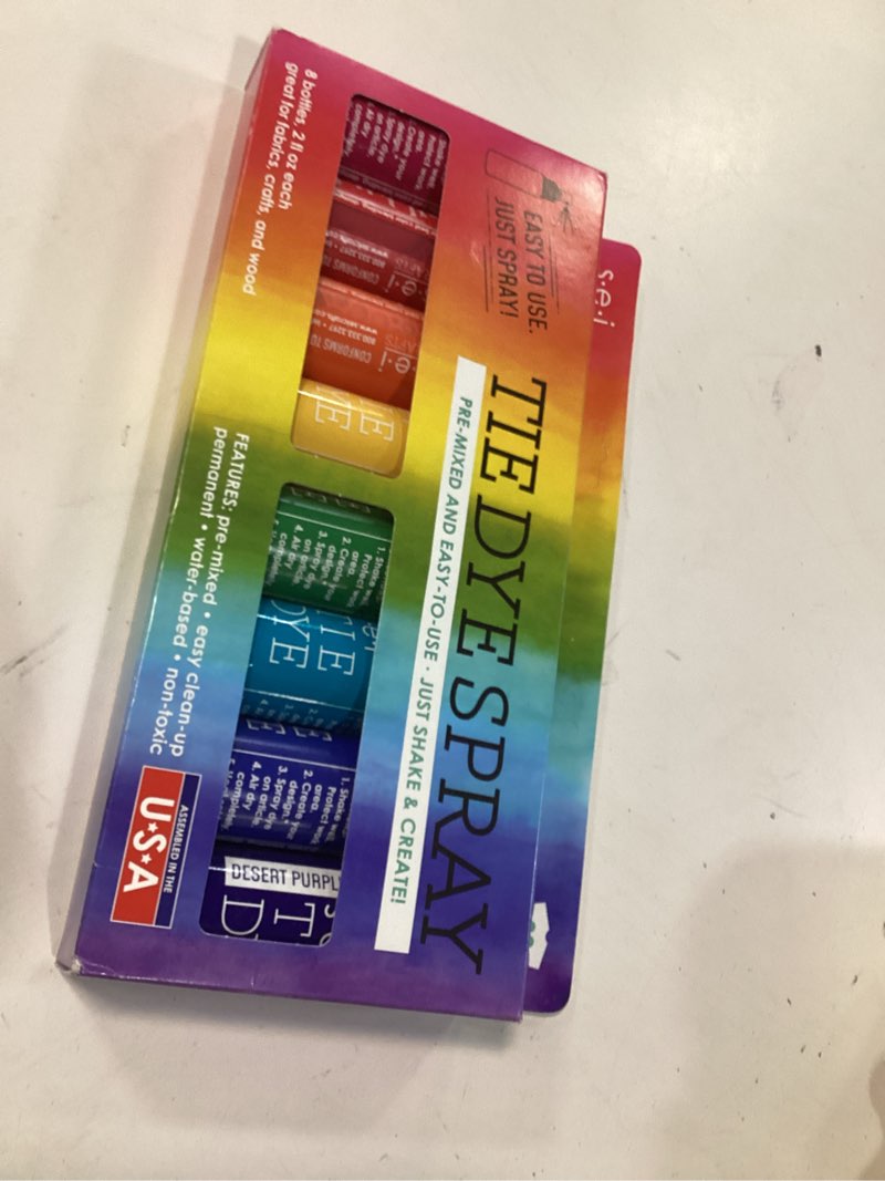 Condition photo showing New/Like New for sei classic tie dye kit, fabric dye spray, 8 colors