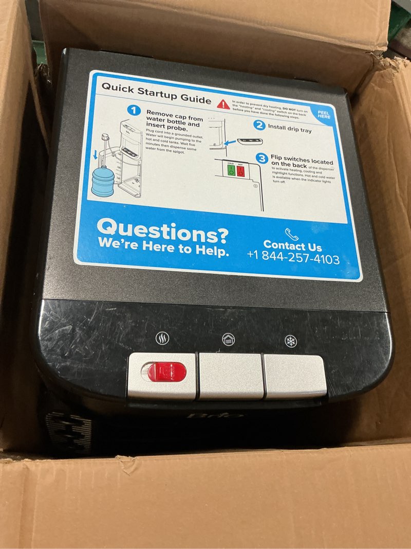 Condition photo showing As Is for Brio Bottom Loading Water Cooler Dispenser for 5 Gallon Bottles - 3 Temperatures with Hot, Room & Cold Spouts, Child Safety Lock, LED Display with Empty Bottle Alert, Stainless Steel