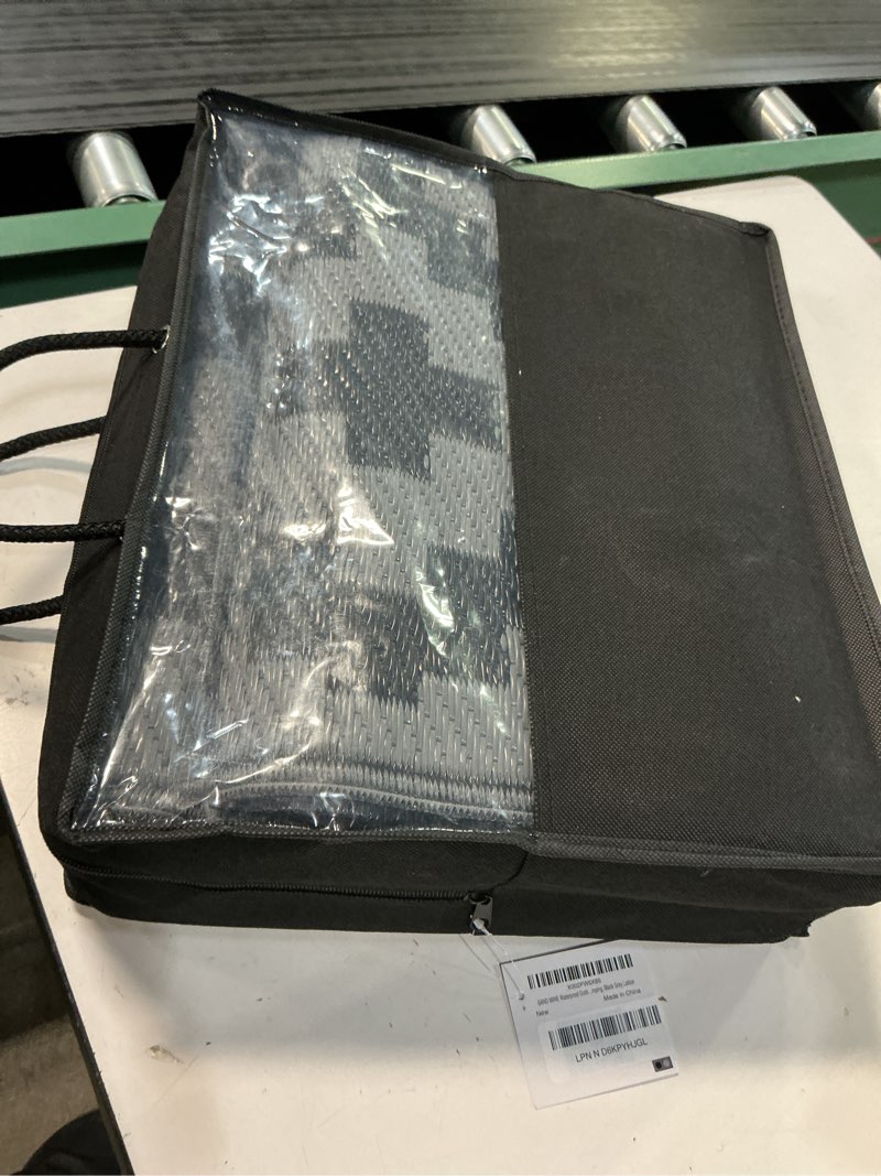 Condition photo showing Good Condition for sand mine waterproof outdoor rug 5x8 ft, plastic reversible rug, modern area rug, large floor mat for outdoors, rv, patio, backyard, deck, picnic, beach, camping, black grey lattice black & grey 5'x 8'