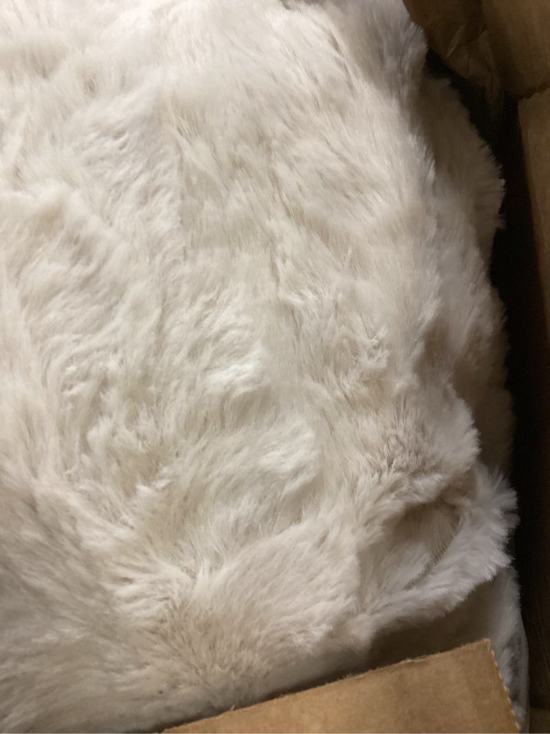 Condition photo showing As Is for Best Friends by Sheri The Original Calming Donut Dog Bed – Washable Plush Pet Bed for Medium Breeds up to 45 lbs, Lux Faux Fur, Oyster, Medium (30" x 30") Oyster Lux Medium