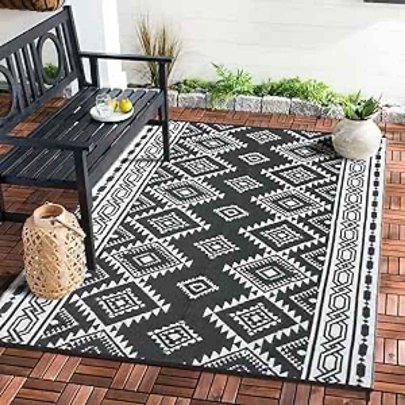 GAOMON Waterproof Outdoor Rug 8x10 Reversible Plastic Straw Rug Modern Patio Carpet, Foldable Lightw