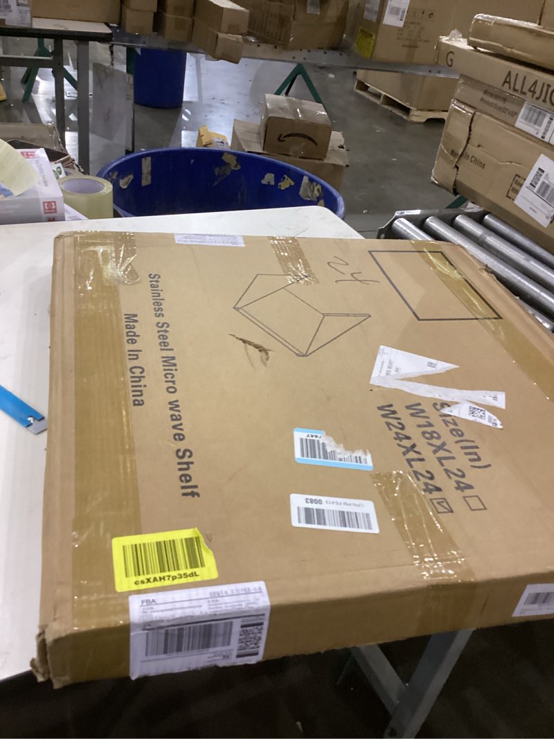 Condition photo showing New/Like New for Stainless Steel Microwave Shelf, 24"x24" 220 lb Metal Appliance Wall Mount Shelf for Commercial Restaurant, Kitchen, Garage and Utility Room