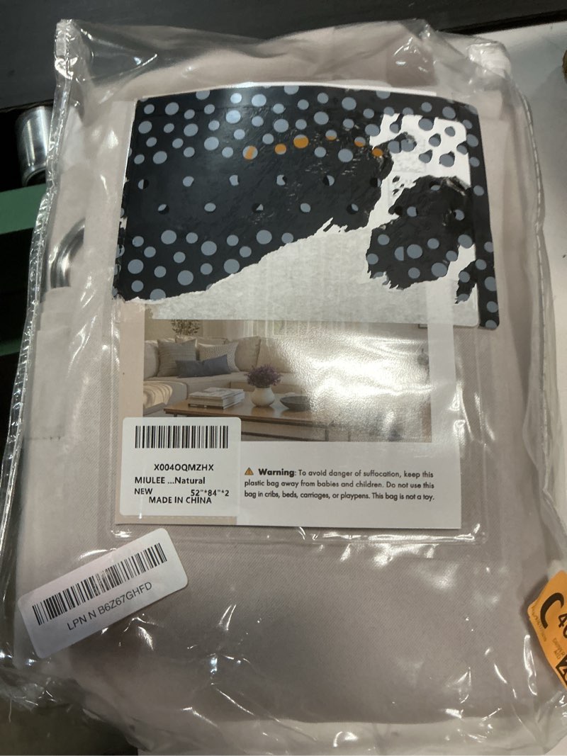 Condition photo showing Good Condition for miulee room darkening curtains thermal insulated drapes solid window treatment set grommet top light blocking blackout curtain for living room/bedroom 2 panels 52 x 84 inch length natural natural 52\"w x 84\"l (pack of 2)