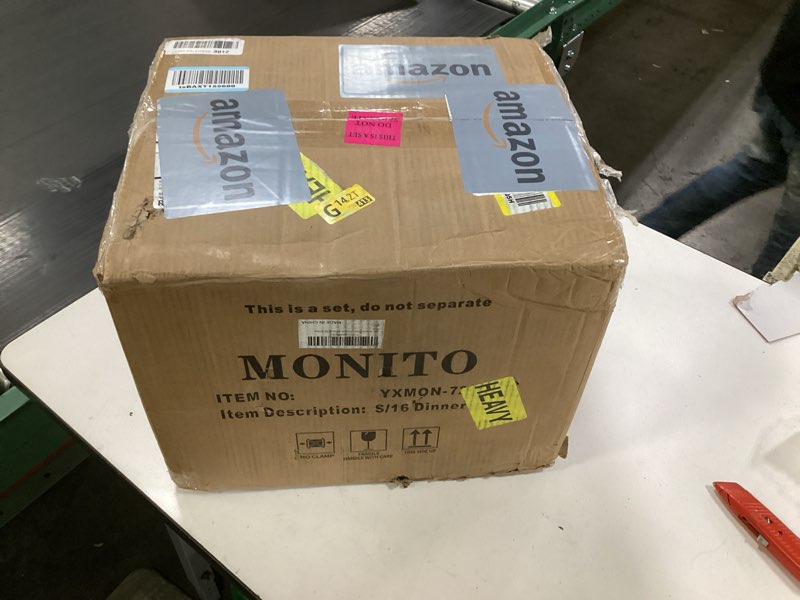 Condition photo showing New/Like New for MONITO Ceramic Dinnerware 16 Pieces Dinner Set,Stoneware Plates and Bowls Sets, Highly Chip and Crack Resistant | Dishwasher & Microwave Dishes set,Gift, Bonbon Beige