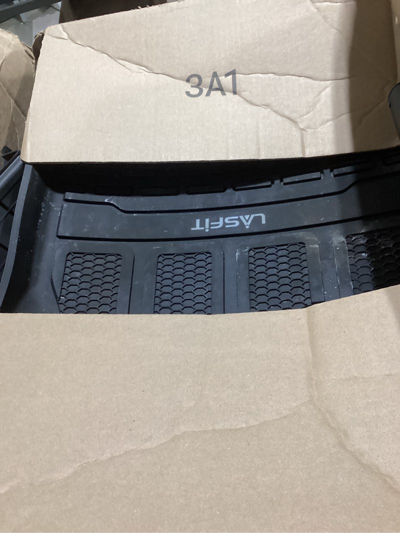 Condition photo showing As Is for LASFIT Floor Mats & Trunk Mat for Jeep Grand Wagoneer 2022-2025 7 Seats Only (NOT Fit for L or 8 Seats) All Weather TPE Custom Fit Floor Liners Cargo Mat Black Grand Wagoneer 7 Seats 22-25