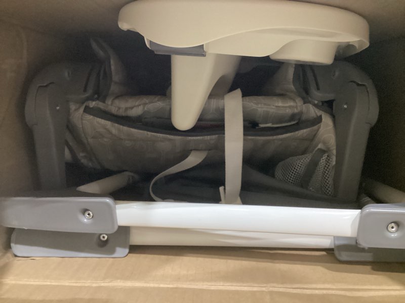 Condition photo showing As Is for graco slim snacker high chair, ultra slim, fast-folding, multiple recline positions, comfortable feeding, whisk