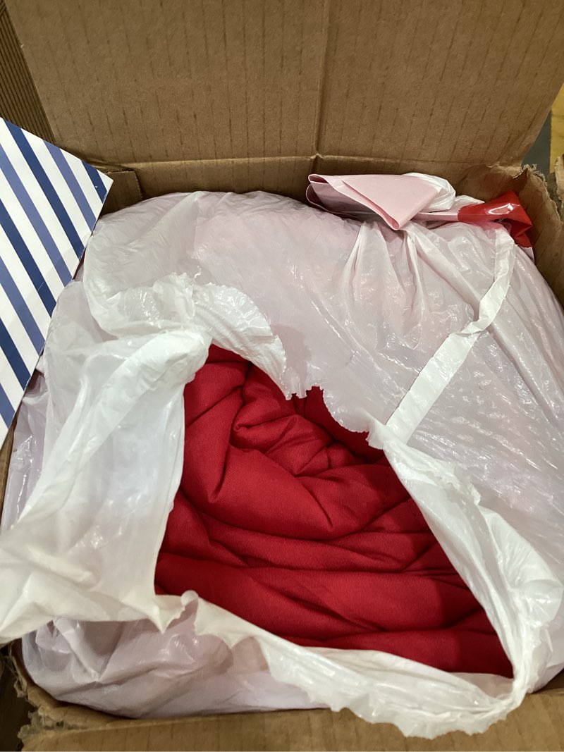Condition photo showing As Is for downluxe king size comforter set - red and black king comforter, soft bedding sets for all seasons - 3 pieces - 1 comforter (104"x92") and 2 pillow shams(20"x36") black/red king