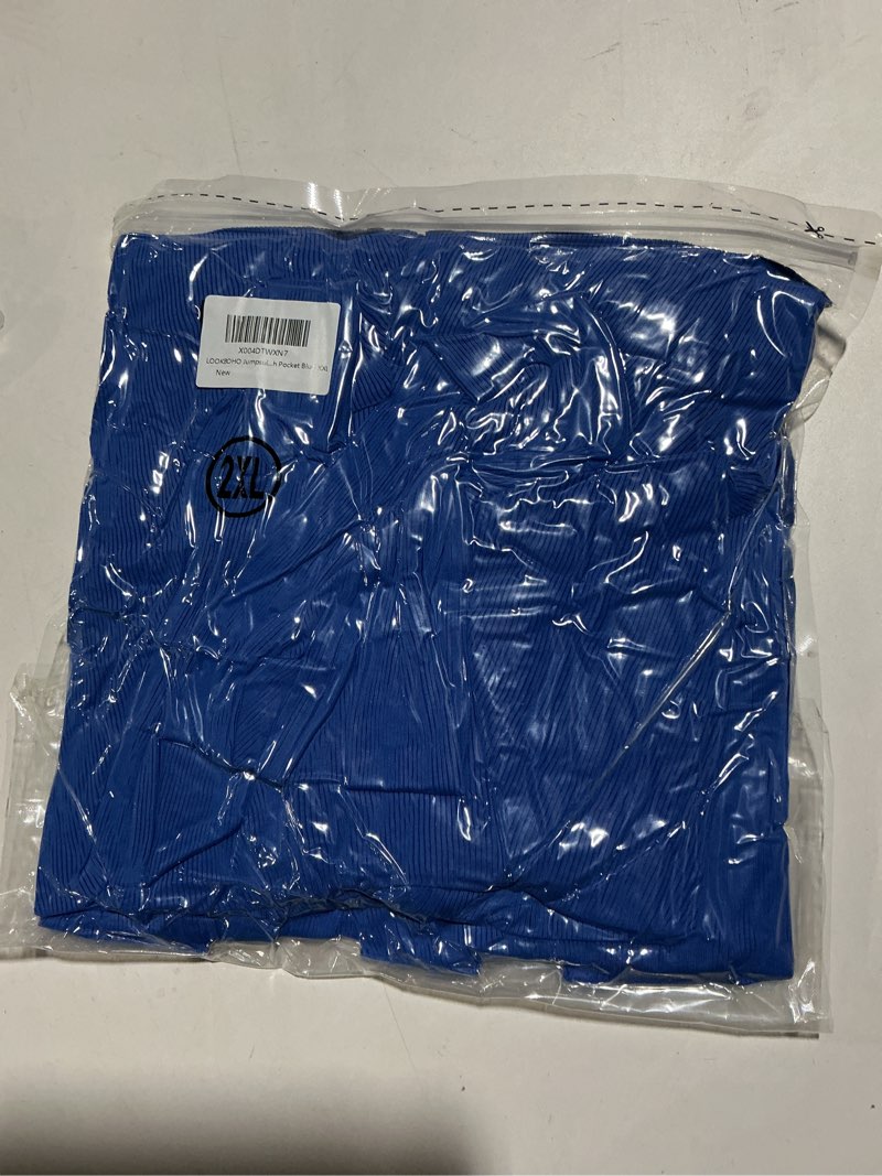 Condition photo showing New/Like New for Jumpsuits For Women Dressy Long Sleeve Square Neck Casual Belted Wide Leg Long Pants Romper One Piece Outfits Blue Small