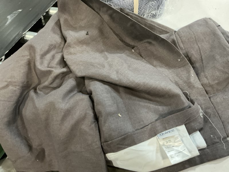 Condition photo showing As Is for quince european linen true blackout curtain - single panel color storm size 48x108