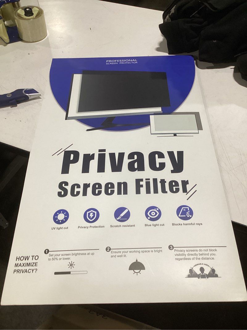 Condition photo showing As Is for [2 Pack] 28 Inch Privacy Screen for Computer Monitor 16:9 Aspect Ratio, Eye Protection Anti Blue Light Glare Shield, 28inch Removable Black Blackout Anti Spy Desktop Security Private Filter 28''(16:9)