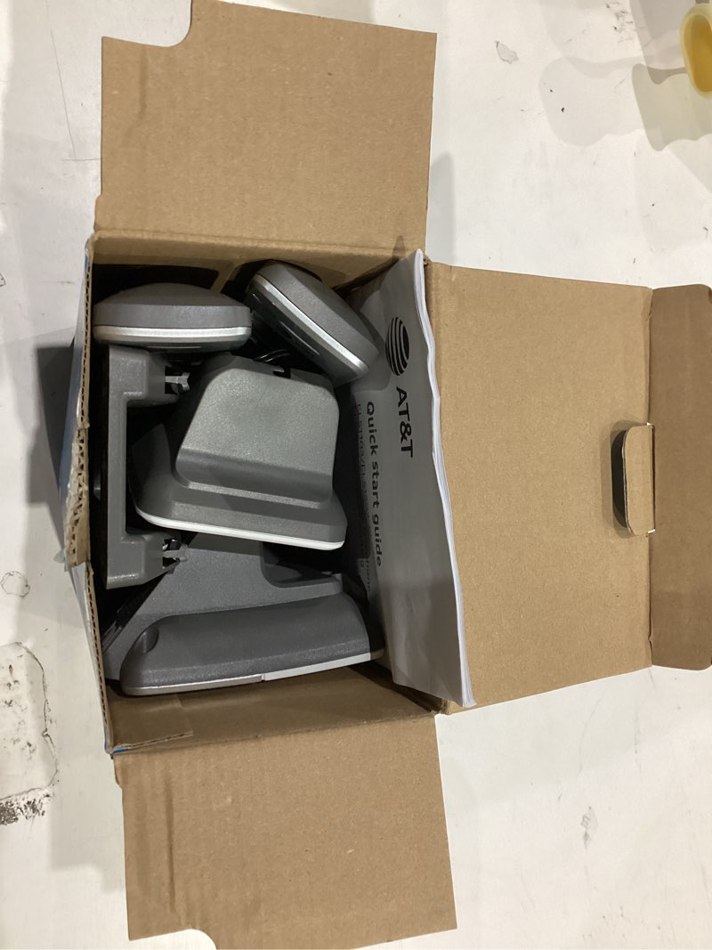 Condition photo showing Good Condition for at&t el51203 dect 6.0 2-handset cordless phone - full duplex handset speakerphone, caller id/call waiting, backlit keypad & display, intercom, eco mode, white/silver 2 handsets caller id