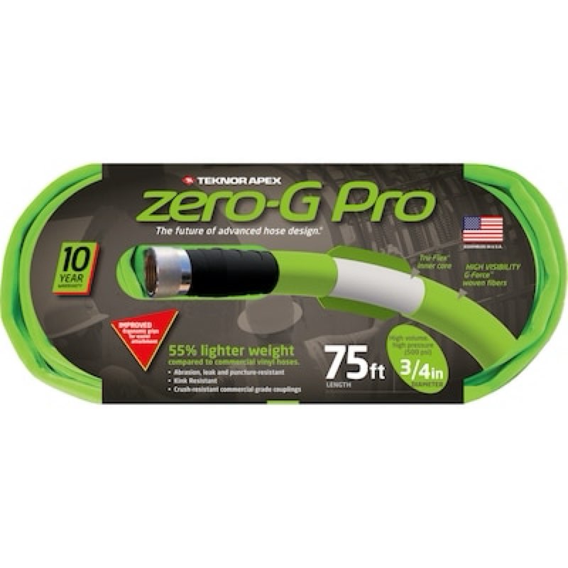 zero-g pro teknor apex 3/4-in x 75-ft contractor -duty kink free woven green coiled hose item #1036589 | model #4300-75