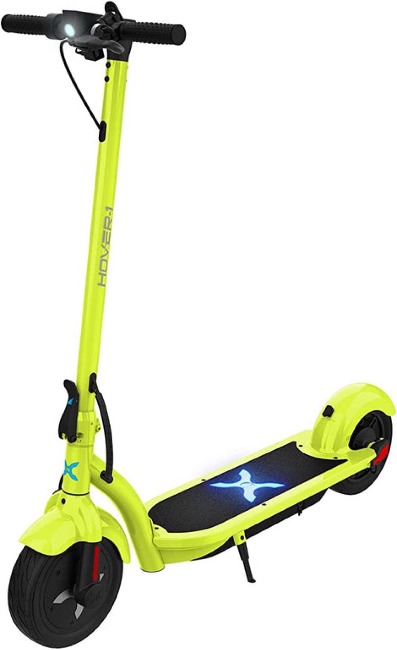 hover-1 alpha foldable electric scooter with 450w brushless motor, 18 mph max speed, 10” air-filled tires and 12 mile range