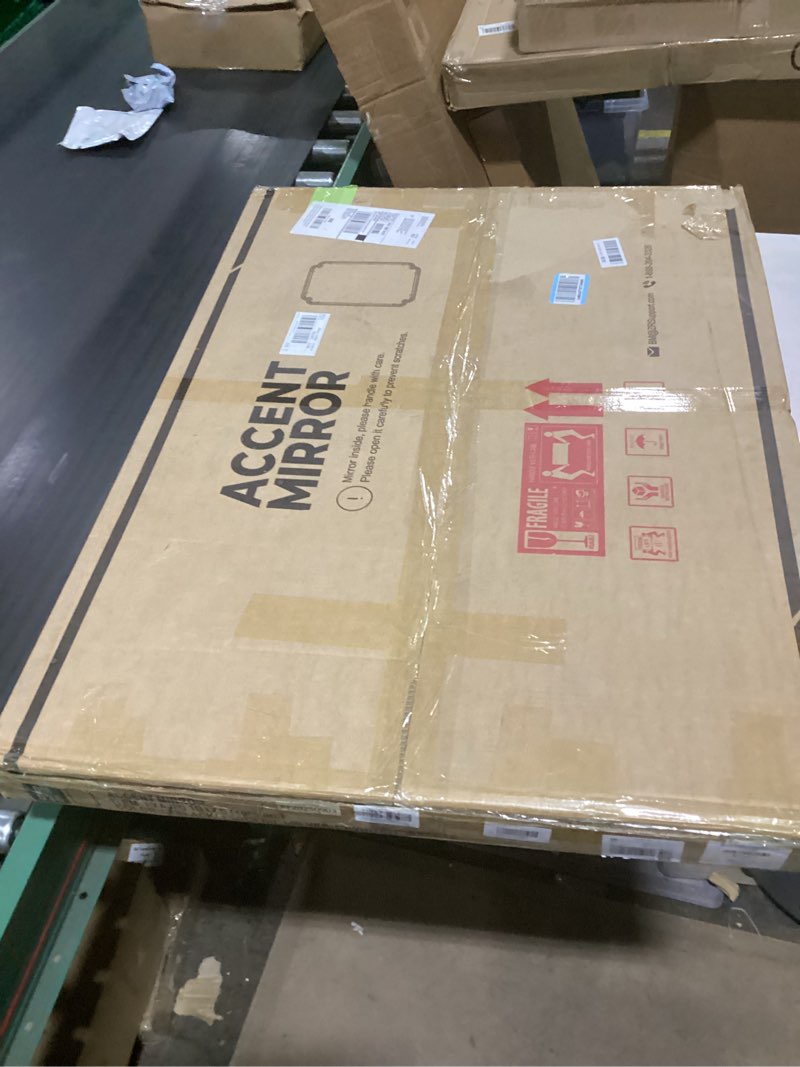 Condition photo showing As Is for TETOTE Baroque Antique Black Rectangle Scroll Wall Mirror 40 x 30 Vintage Rounded Corner Framed Baro