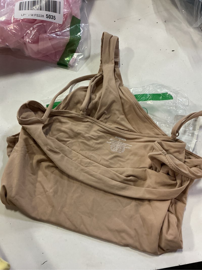 Condition photo showing As Is for suuksess women sexy square neck thong bodysuit backless cami bodysuit top small nude