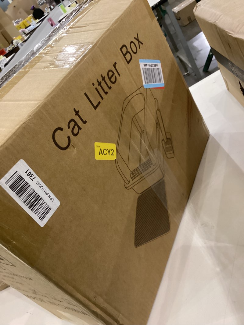 Condition photo showing Good Condition for Stainless Steel Cat Litter Box with Lid, 20" L x 14.2" W x11.8 H, Large Cat Litter Box for Multiple Cats with High Sided, No-Leak & Stick, Easy to Clean, Includes Litter Mat & Multi Functional Scoop Light Gray L?20" L x 14.2" W'x 11.8" H?